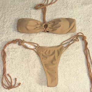 SHEIN Tan Bikini Set with Tie Details
